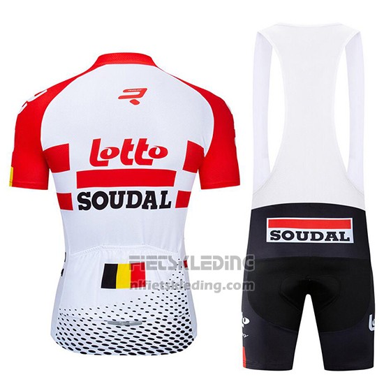2019 Fietskleding Lotto Soudal Rood Wit Korte Mouwen en Koersbroek